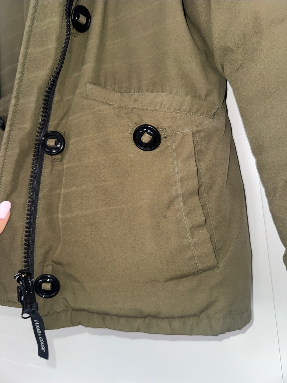 Canada Goose Olive Green Down Jacket with Hood - Picture 5 of 8